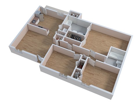 Floor plan for 3 beds, 2 baths, 1094 sqft